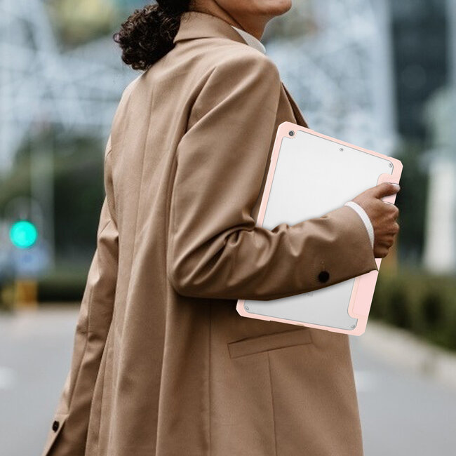 Case2go - Hoes voor de iPad 10.2 (2019 / 2020 / 2021) - Transparante Case - Tri-fold Back Cover - Roze