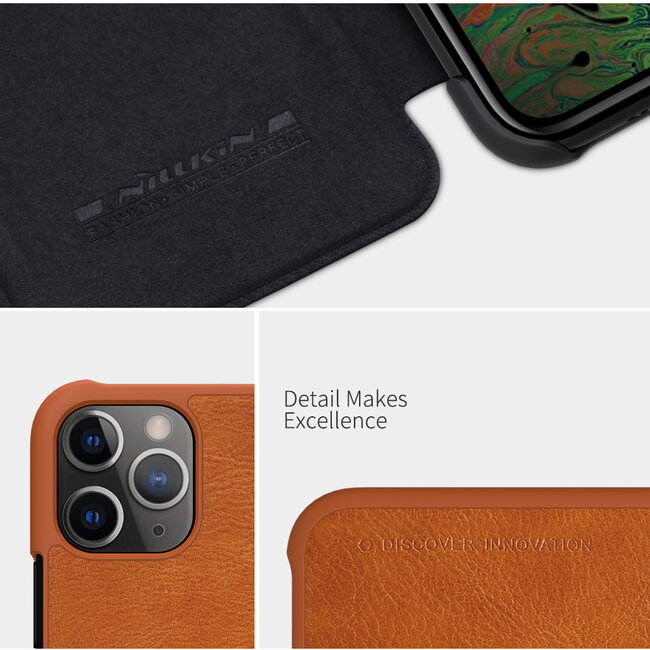 Apple iPhone 11 Pro Max Hoesje - Qin Leather Case - Flip Cover - Bruin