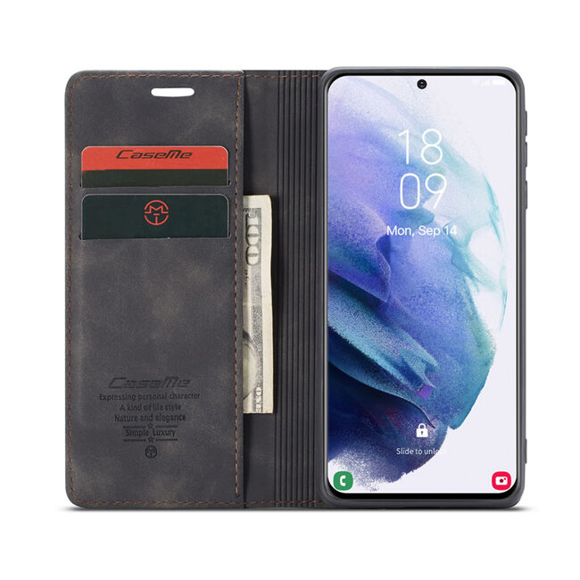 CaseMe - Samsung Galaxy S21 Plus Hoesje - Wallet Book Case - Magneetsluiting - Zwart