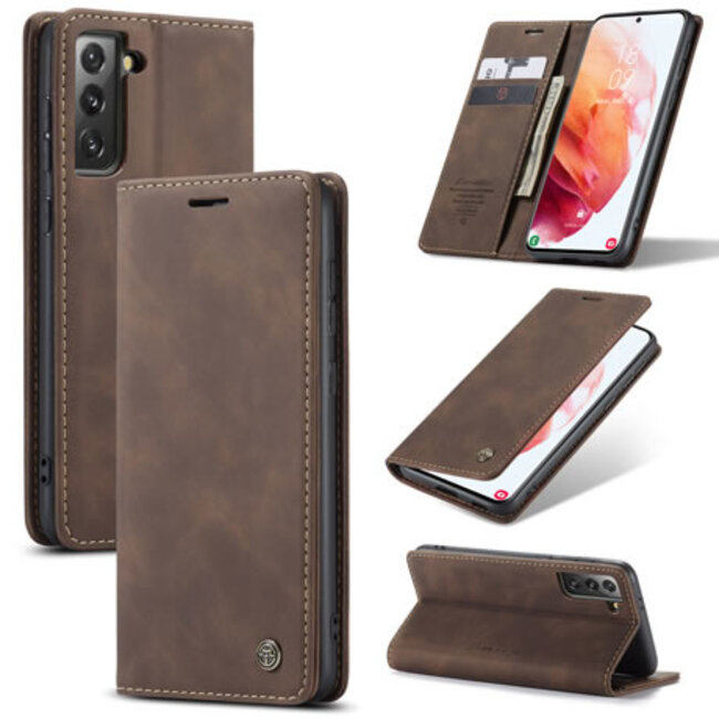 CaseMe - Samsung Galaxy S21 Plus Hoesje - Wallet Book Case - Magneetsluiting - Donker Bruin