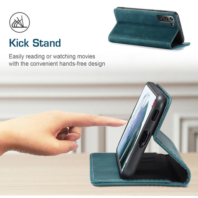 CaseMe - Samsung Galaxy S21 hoesje - Wallet Book Case - Magneetsluiting - Blauw