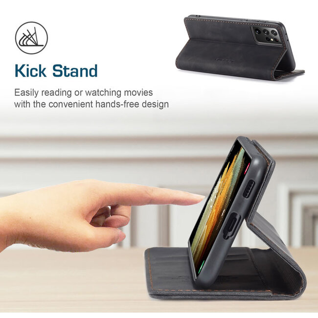 CaseMe - Samsung Galaxy S21 Ultra  hoesje - Wallet Book Case - Magneetsluiting - Zwart