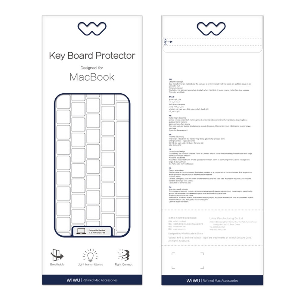 WiWu - Macbook Air 13.3 - Toetsenbord cover - TPU keyboard protector - | Case2go.nl