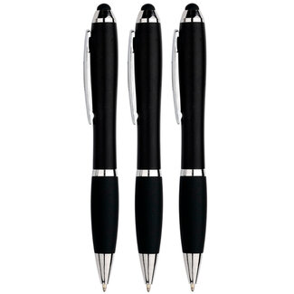 Case2go 3 Stuks - Touch Pen - 2 in 1 Stylus Pen voor smartphone en tablet - Zwart