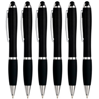 Case2go 6 Stuks - Touch Pen - 2 in 1 Stylus Pen voor smartphone en tablet - Zwart