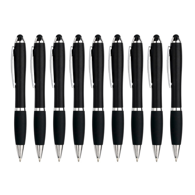 9 Stuks - Touch Pen - 2 in 1 Stylus Pen voor smartphone en tablet - Zwart