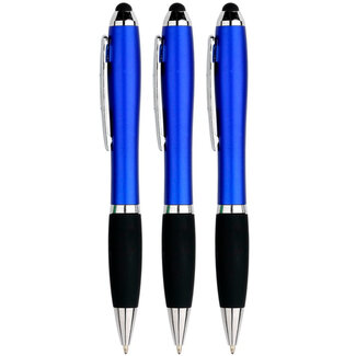 Case2go 3 Stuks - Touch Pen - 2 in 1 Stylus Pen voor smartphone en tablet - Blauw