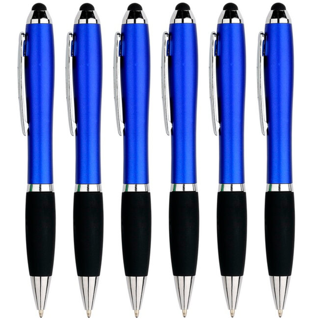 6 Stuks - Touch Pen - 2 in 1 Stylus Pen voor smartphone en tablet - Blauw