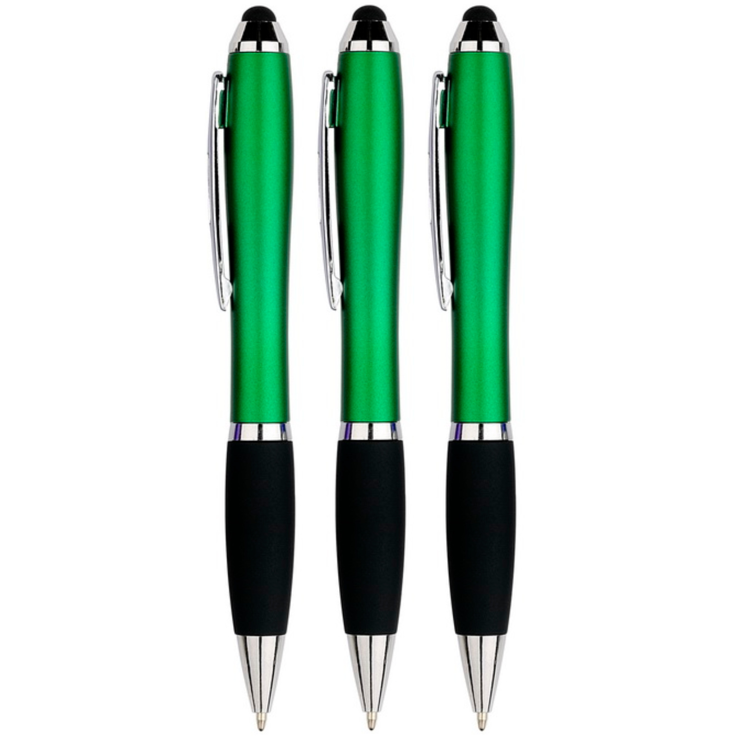 3 Stuks - Touch Pen - 2 in 1 Stylus Pen voor smartphone en tablet - Groen afbeelding