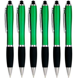 Case2go 6 Stuks - Touch Pen - 2 in 1 Stylus Pen voor smartphone en tablet - Groen