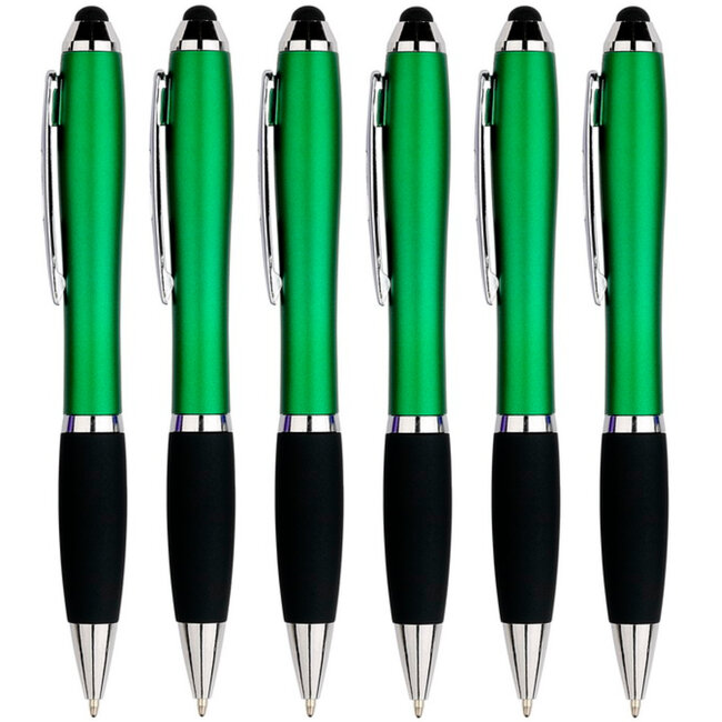 6 Stuks - Touch Pen - 2 in 1 Stylus Pen voor smartphone en tablet - Groen