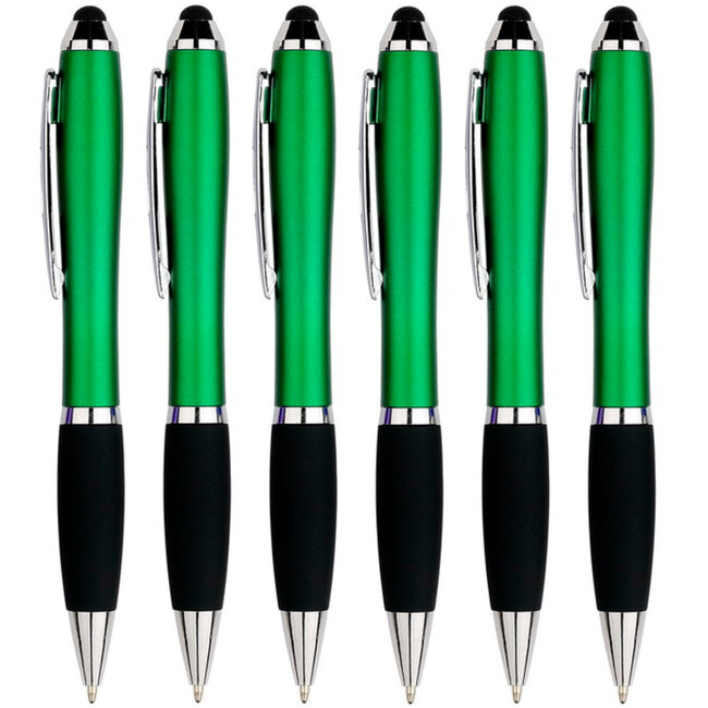 6 Stuks - Touch Pen - 2 in 1 Stylus Pen voor smartphone en tablet - Groen