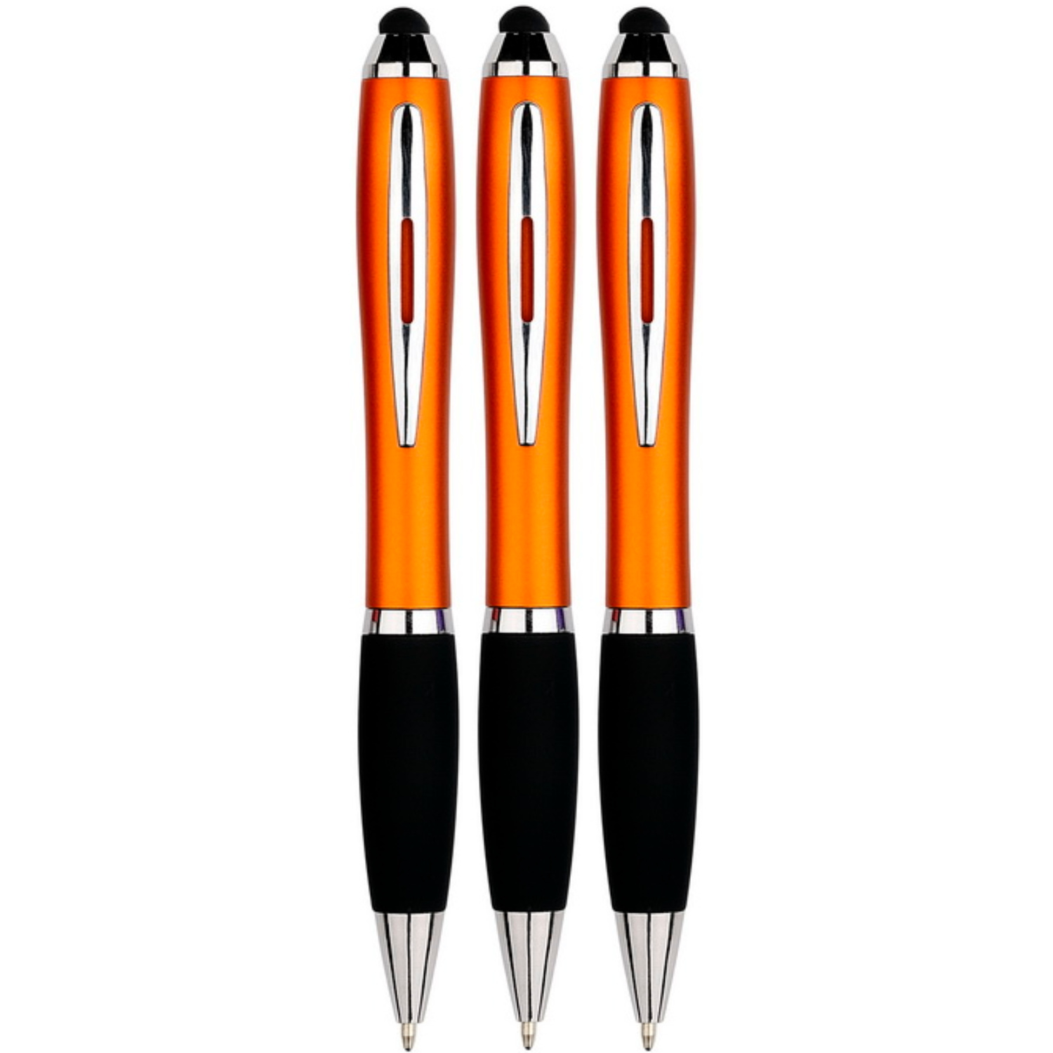 3 Stuks - Touch Pen - 2 in 1 Stylus Pen voor smartphone en tablet - Oranje afbeelding
