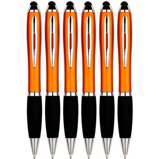 Case2go 6 Stuks - Touch Pen - 2 in 1 Stylus Pen voor smartphone en tablet - Oranje