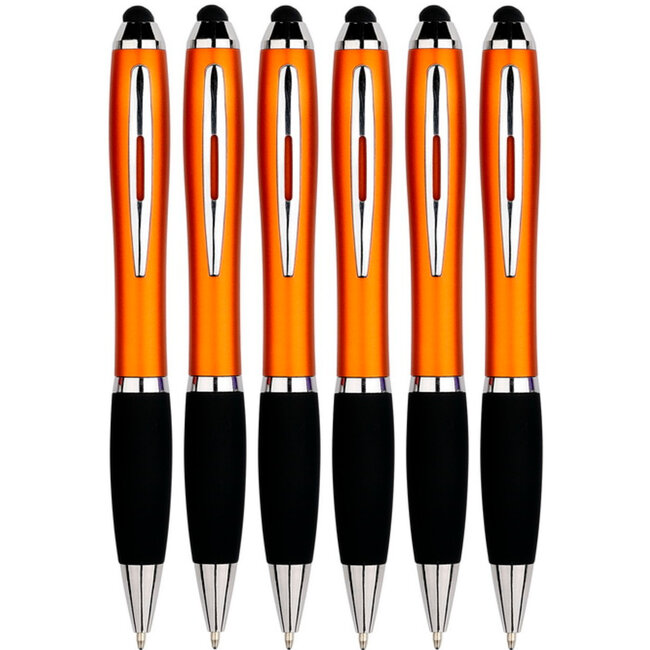 6 Stuks - Touch Pen - 2 in 1 Stylus Pen voor smartphone en tablet - Oranje