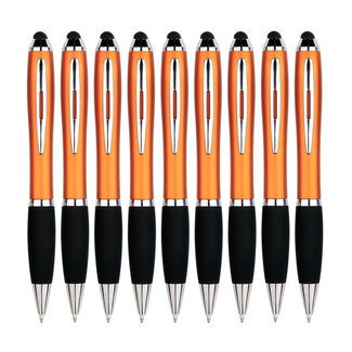 Case2go 9 Stuks - Touch Pen - 2 in 1 Stylus Pen voor smartphone en tablet - Oranje