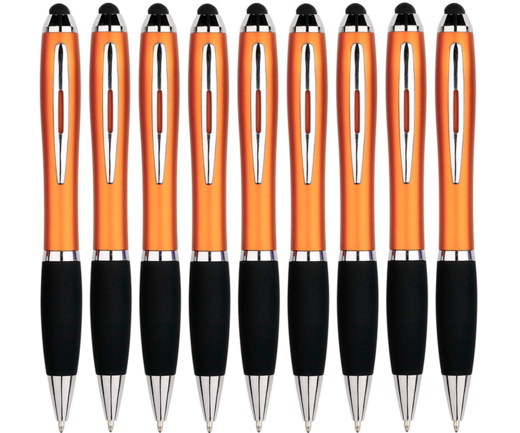 9 Stuks - Touch Pen - 2 in 1 Stylus Pen voor smartphone en tablet - Oranje afbeelding