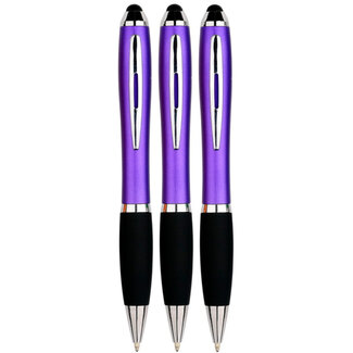 Case2go 3 Stuks - Touch Pen - 2 in 1 Stylus Pen voor smartphone en tablet - Paars