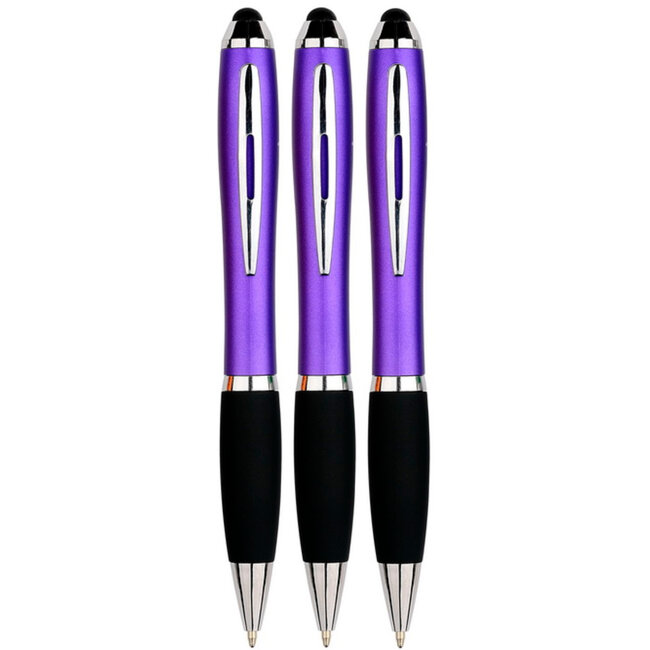 3 Stuks - Touch Pen - 2 in 1 Stylus Pen voor smartphone en tablet - Paars