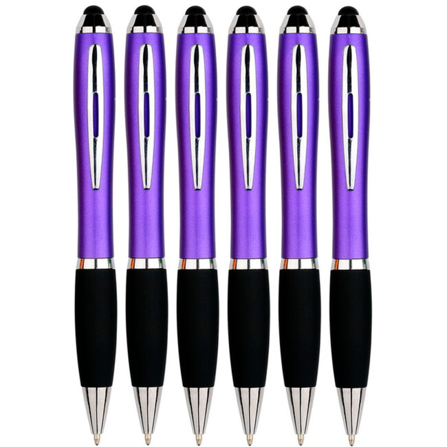 6 Stuks - Touch Pen - 2 in 1 Stylus Pen voor smartphone en tablet - Paars