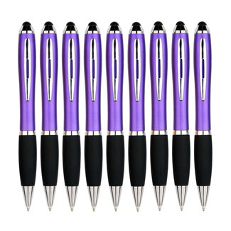 Case2go 9 Stuks - Touch Pen - 2 in 1 Stylus Pen voor smartphone en tablet - Paars