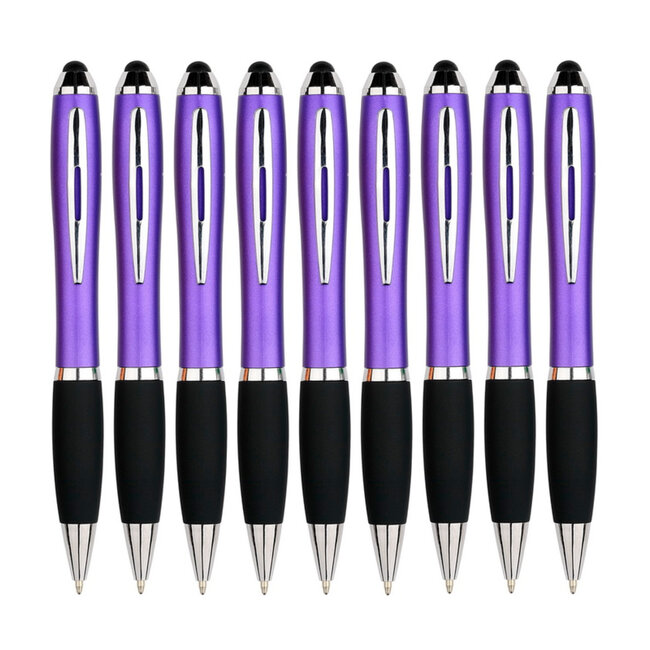 9 Stuks - Touch Pen - 2 in 1 Stylus Pen voor smartphone en tablet - Paars