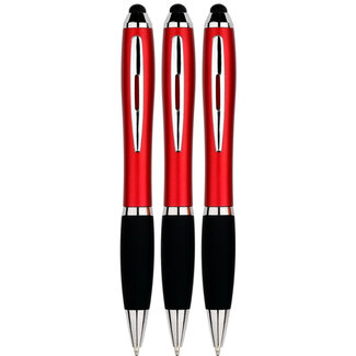 Case2go 3 Stuks - Touch Pen - 2 in 1 Stylus Pen voor smartphone en tablet - Rood