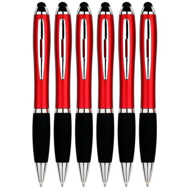 6 Stuks - Touch Pen - 2 in 1 Stylus Pen voor smartphone en tablet - Rood