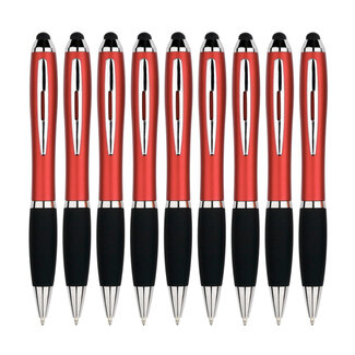 Case2go 9 Stuks - Touch Pen - 2 in 1 Stylus Pen voor smartphone en tablet - Rood