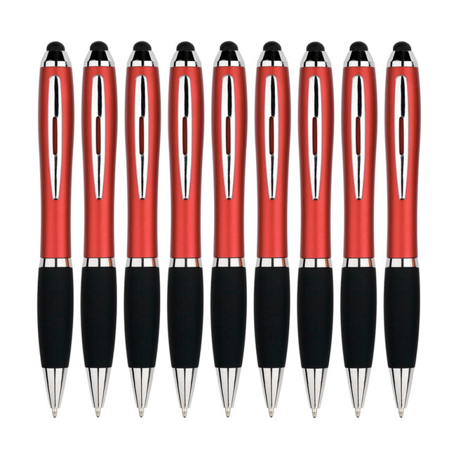 9 Stuks - Touch Pen - 2 in 1 Stylus Pen voor smartphone en tablet - Rood