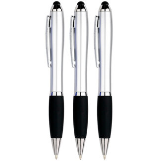 Case2go 3 Stuks - Touch Pen - 2 in 1 Stylus Pen voor smartphone en tablet - Zilver