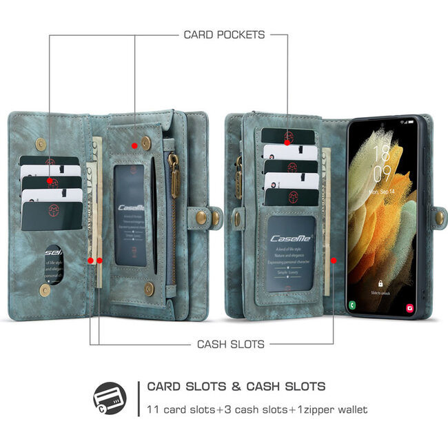 CaseMe - Samsung Galaxy S21 Plus Hoesje - 2 in 1 Back Cover - Blauw