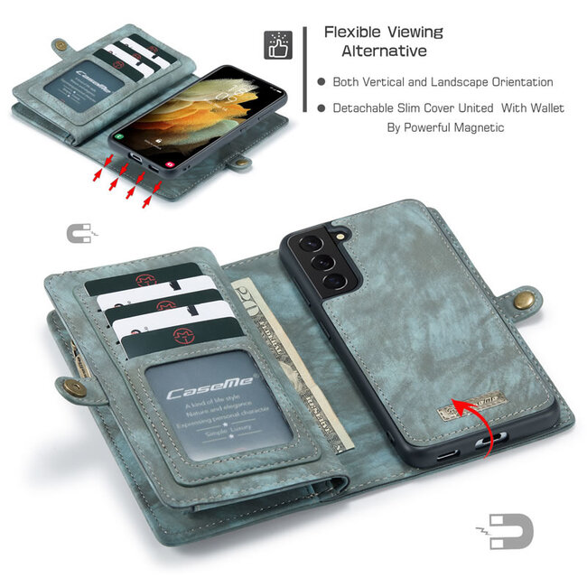 CaseMe - Samsung Galaxy S21 Plus Hoesje - 2 in 1 Back Cover - Blauw