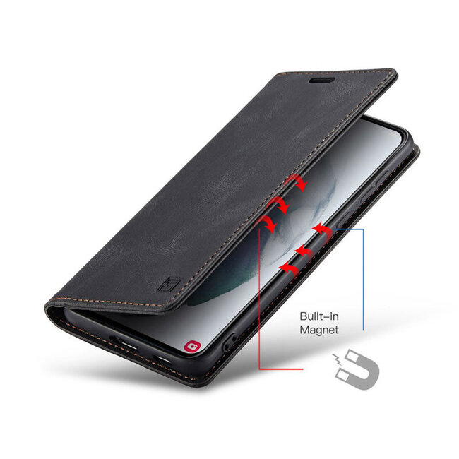 AutSpace - Samsung Galaxy S21 hoesje - Wallet Book Case - Magneetsluiting - met RFID bescherming - Zwart