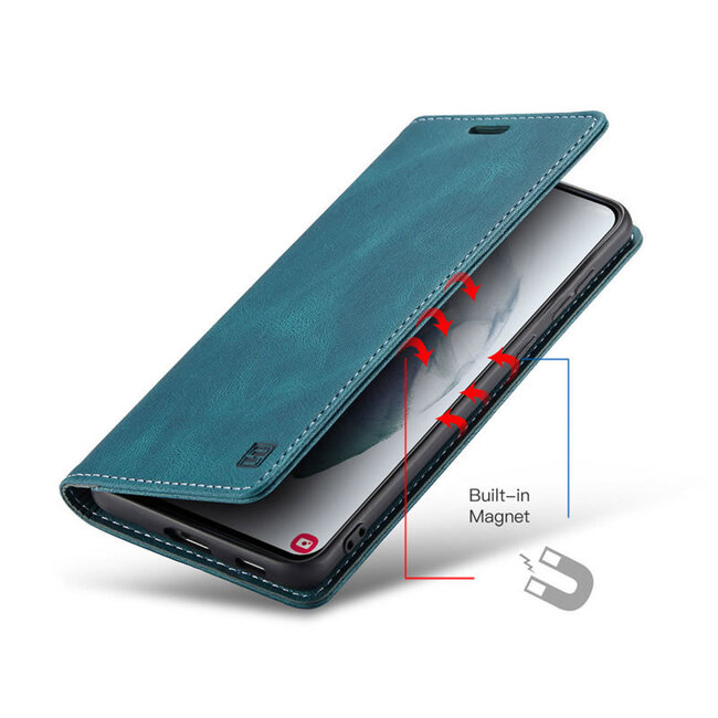 AutSpace - Samsung Galaxy S21 hoesje - Wallet Book Case - Magneetsluiting - met RFID bescherming - Blauw
