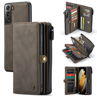 CaseMe CaseMe - Samsung Galaxy S21 Plus Hoesje - Back Cover en Wallet Book Case - Multifunctioneel - Bruin