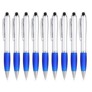 Case2go 9 Stuks - Touch Pen - 2 in 1 Stylus Pen voor smartphone en tablet - Blauw