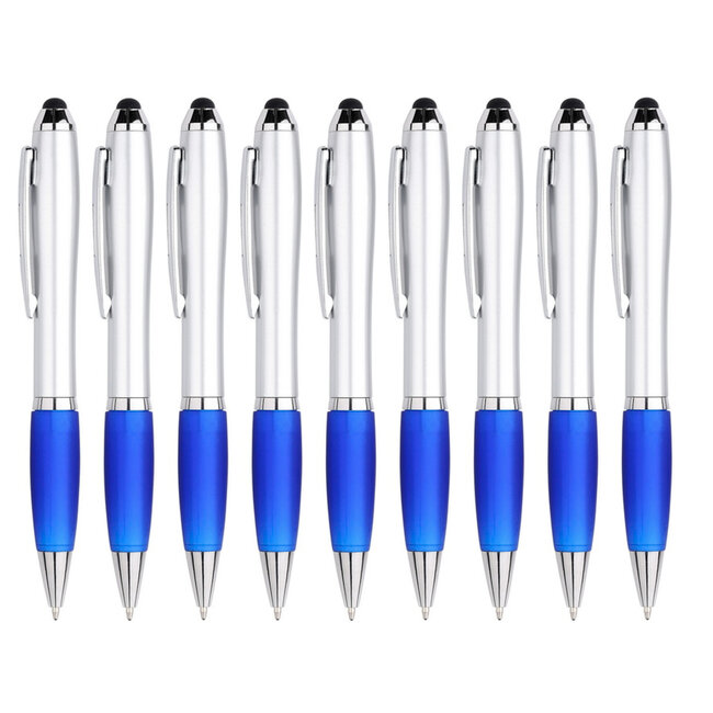 9 Stuks - Touch Pen - 2 in 1 Stylus Pen voor smartphone en tablet - Blauw