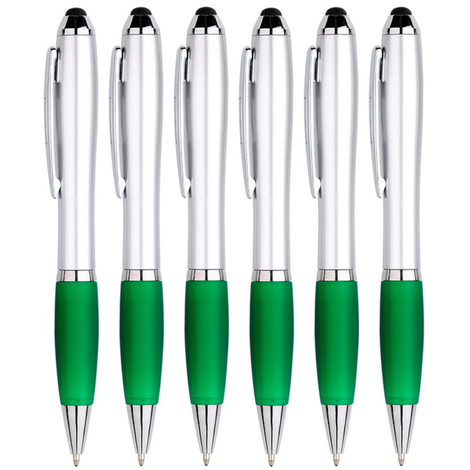 6 Stuks - Touch Pen - 2 in 1 Stylus Pen voor smartphone en tablet - Groen afbeelding