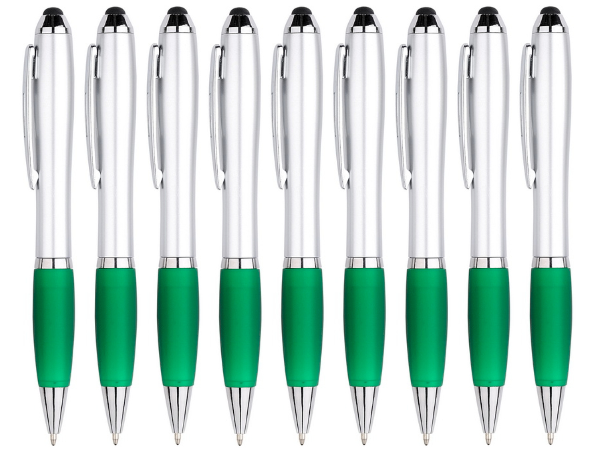 9 Stuks - Touch Pen - 2 in 1 Stylus Pen voor smartphone en tablet - Groen afbeelding