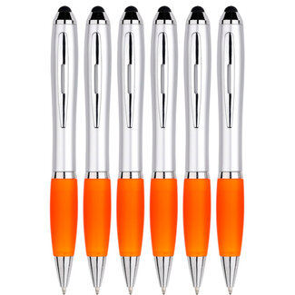 Case2go 6 Stuks - Touch Pen - 2 in 1 Stylus Pen voor smartphone en tablet - Oranje