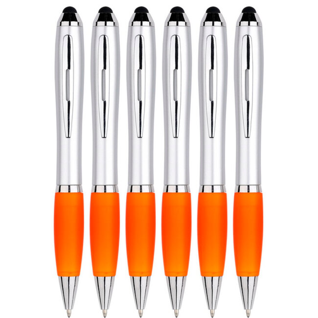 6 Stuks - Touch Pen - 2 in 1 Stylus Pen voor smartphone en tablet - Oranje