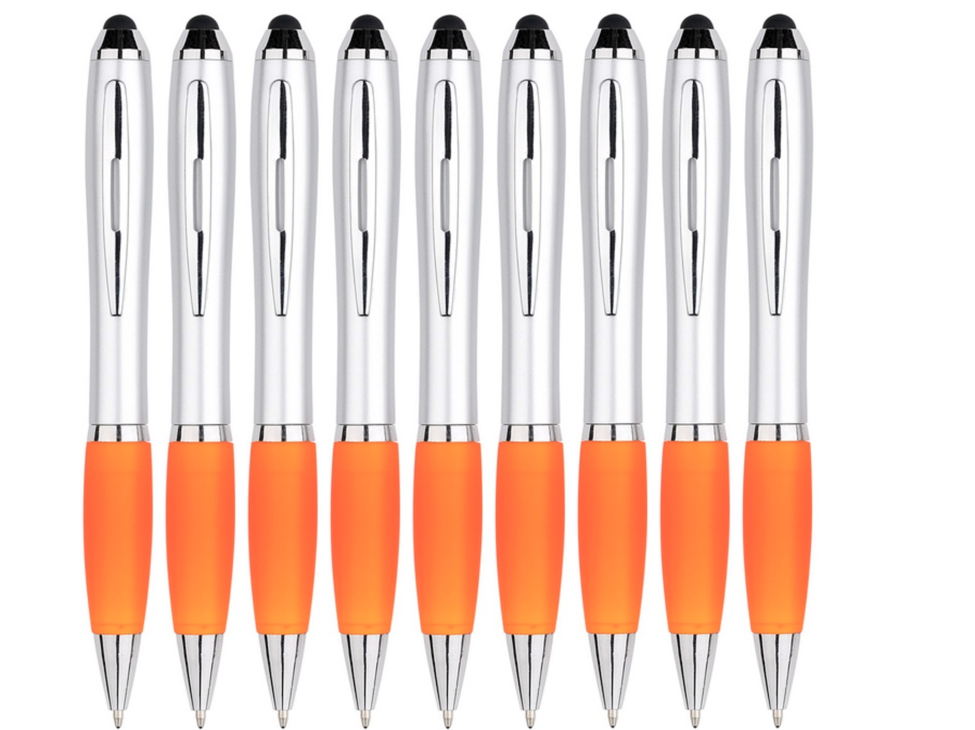 9 Stuks - Touch Pen - 2 in 1 Stylus Pen voor smartphone en tablet - Oranje afbeelding