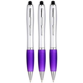 Case2go 3 Stuks - Touch Pen - 2 in 1 Stylus Pen voor smartphone en tablet - Paars