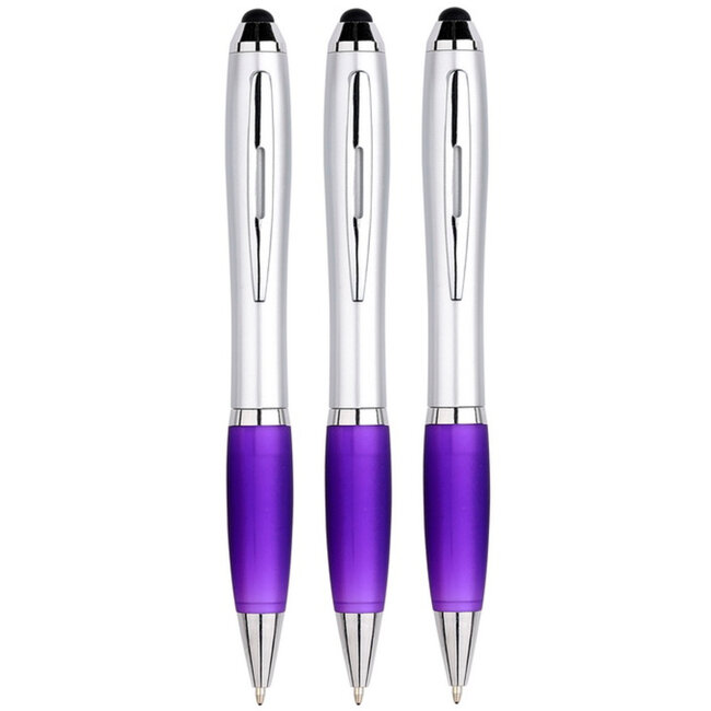 3 Stuks - Touch Pen - 2 in 1 Stylus Pen voor smartphone en tablet - Paars