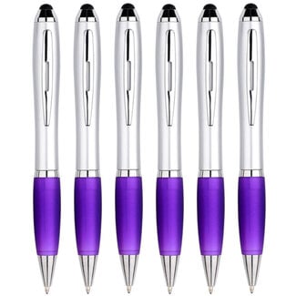 Case2go 6 Stuks - Touch Pen - 2 in 1 Stylus Pen voor smartphone en tablet - Paars