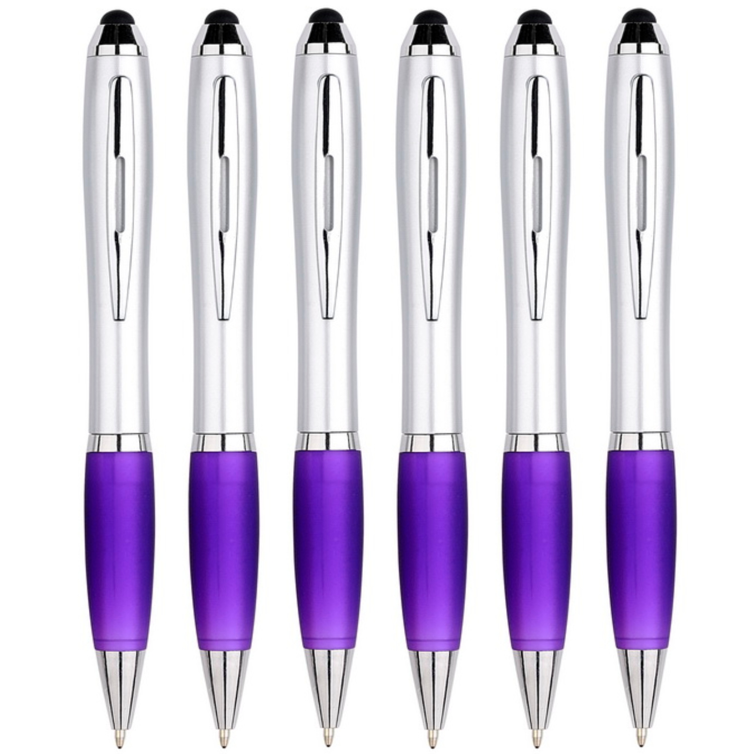 6 Stuks - Touch Pen - 2 in 1 Stylus Pen voor smartphone en tablet - Paars afbeelding