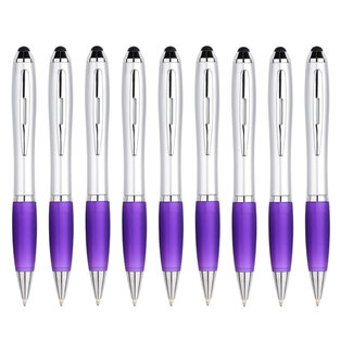 Case2go 9 Stuks - Touch Pen - 2 in 1 Stylus Pen voor smartphone en tablet - Paars