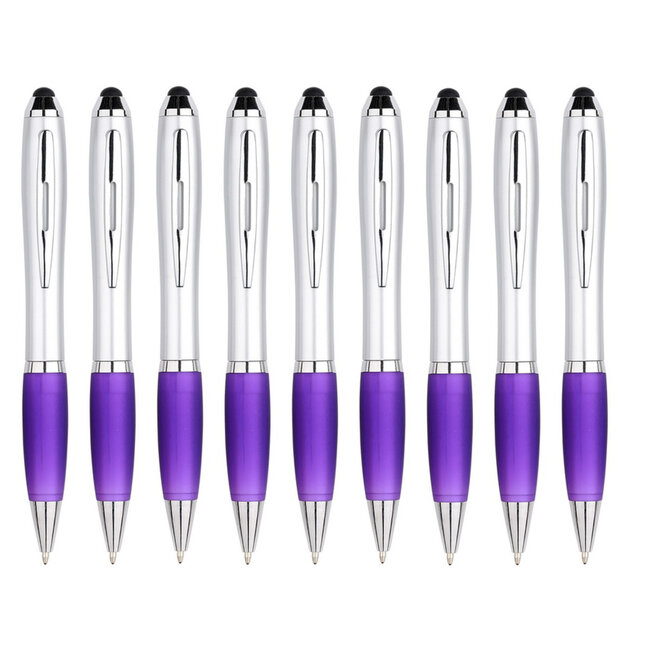 9 Stuks - Touch Pen - 2 in 1 Stylus Pen voor smartphone en tablet - Paars