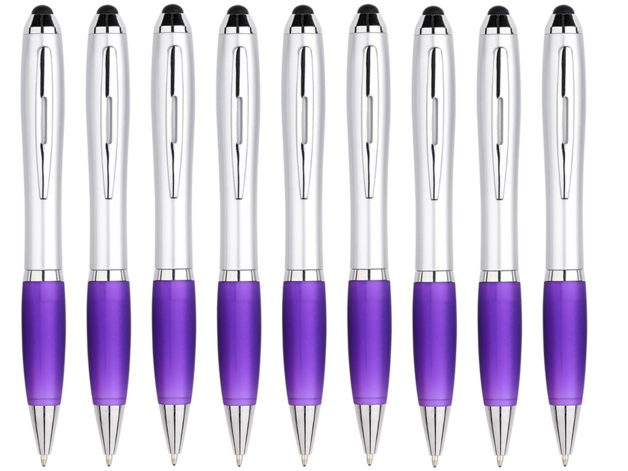 9 Stuks - Touch Pen - 2 in 1 Stylus Pen voor smartphone en tablet - Paars afbeelding